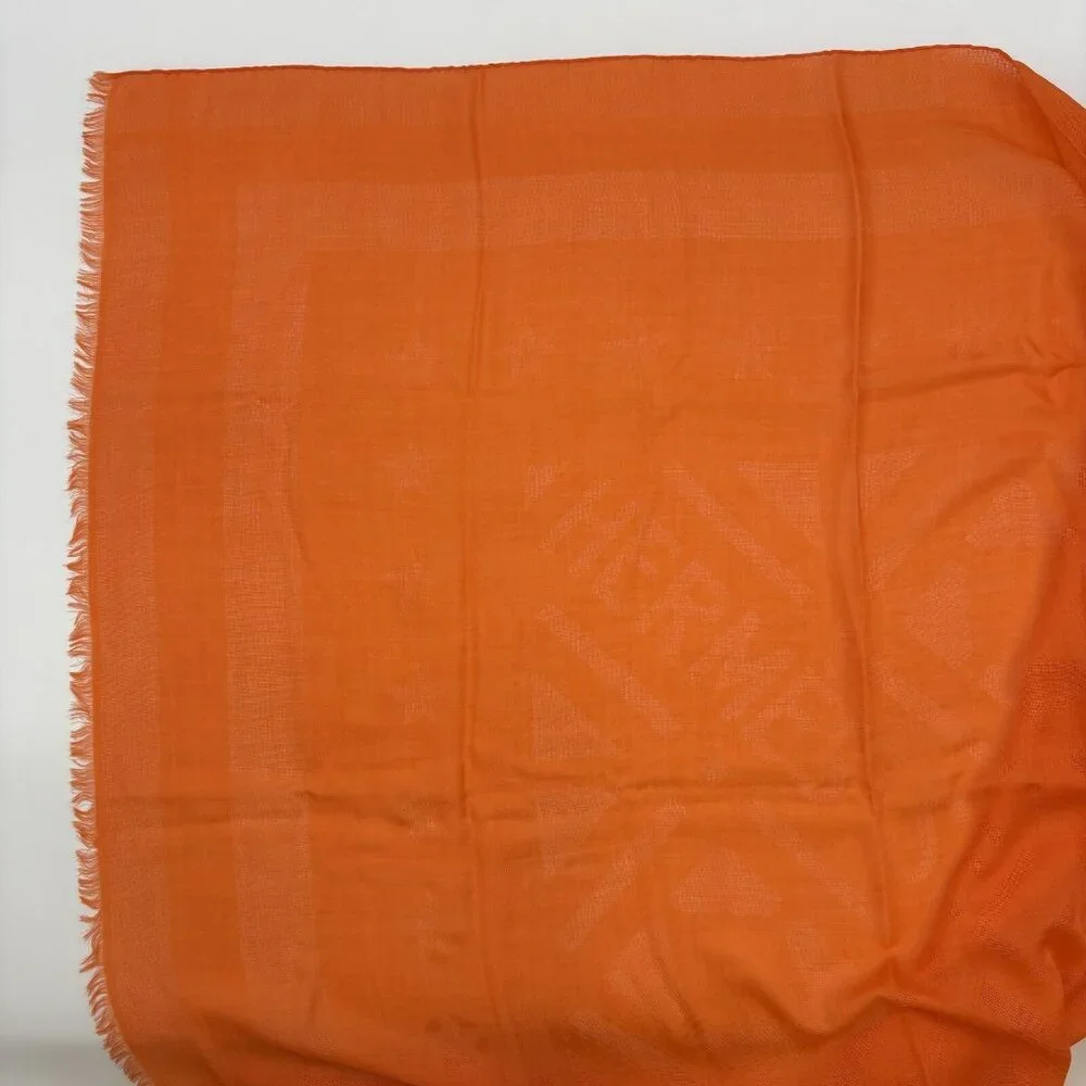 Authentic HERMES Stole Scarf Orange Cashmere #36634613 - Picture 4 of 12